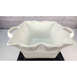 10 Strawberry Street White Fluted Square Handled Serving Dish Fruit Bowl  Decor